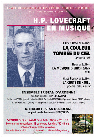 Lovecraft en musique, par l'ensemble Tristan d'Ardenne, les 5 et 6 mai 2006